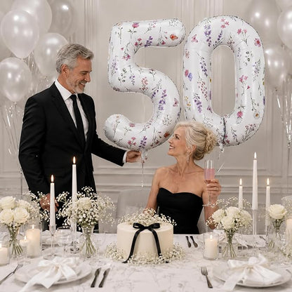 Wildflower Number 50 Balloons for Flower Theme 50th Birthday Party Decor | 40'' - Image 7