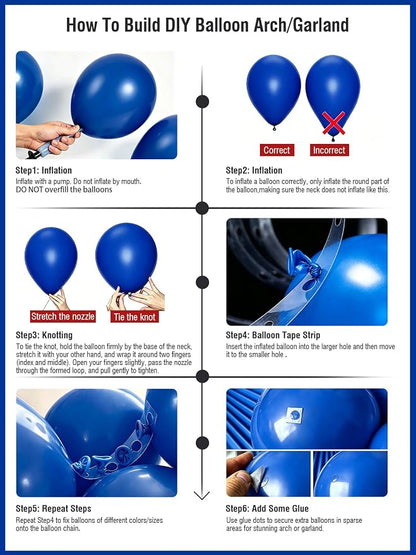 Blue Balloons 125 Pcs Different Sizes 18 12 10 5 Inch Royal Navy Blue Balloon - Image 5