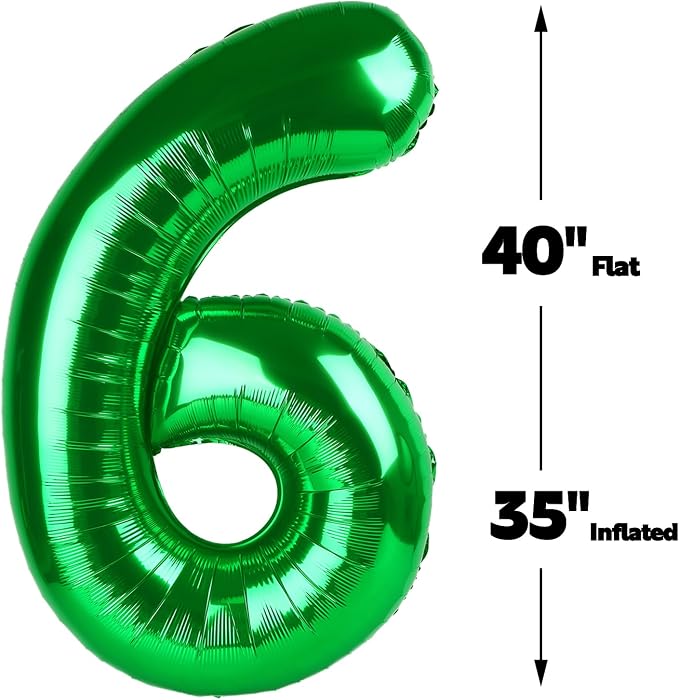 Green Number 6 Balloon 40 inch, Balloon numbers party supplies, deco photo shoot - Image 2