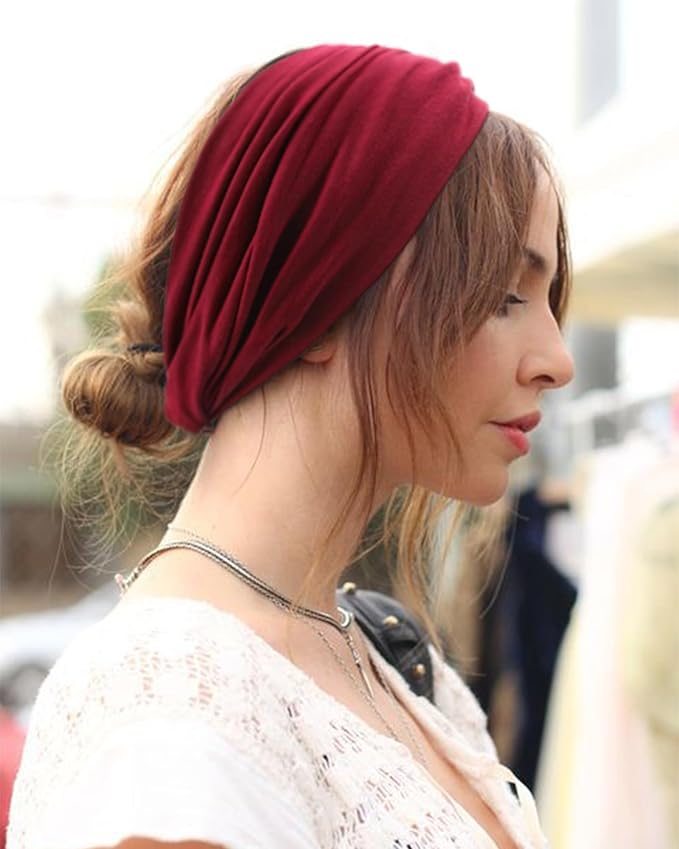 Extra Wide Headbands for Women Large Turban Headband Non Slip Boho Elastic Hairband Hair Twisted Knot Head Bands Accessories