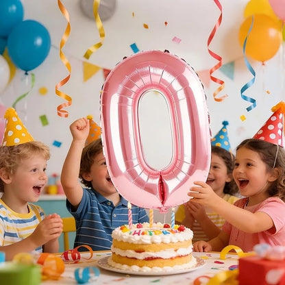 40 Inch Number 0 Balloons for Birthday Party Decorations, 0-100 Jewelry Pink - Image 2