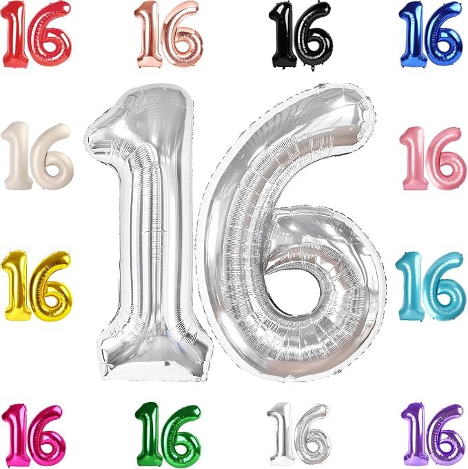 Silver Number 16 Balloon 40 Inch by IWERP
