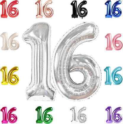 Silver Number 16 Balloon 40 Inch by IWERP