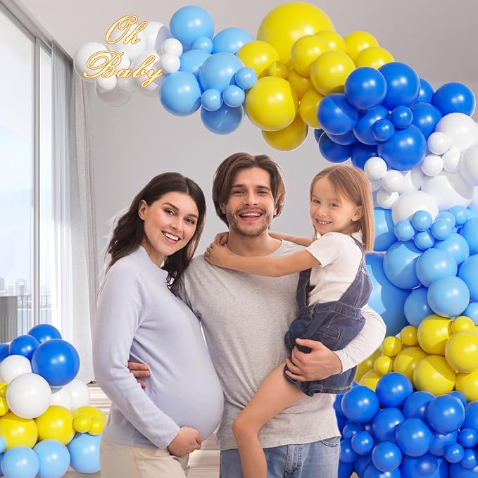 137pcs Blue and Yellow Balloon Arch Kit - Image 5