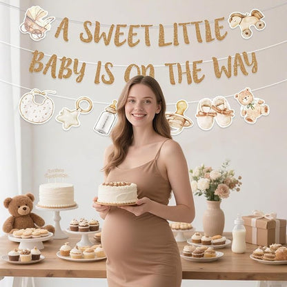 Neutral Gold Baby Shower Party Decorations Boho Beige Baby Shower Banner - Image 5