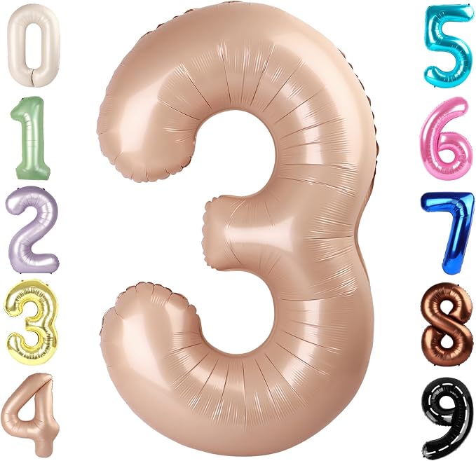 3 Balloon Number 40 Inch Light Brown Balloons by Mluchee