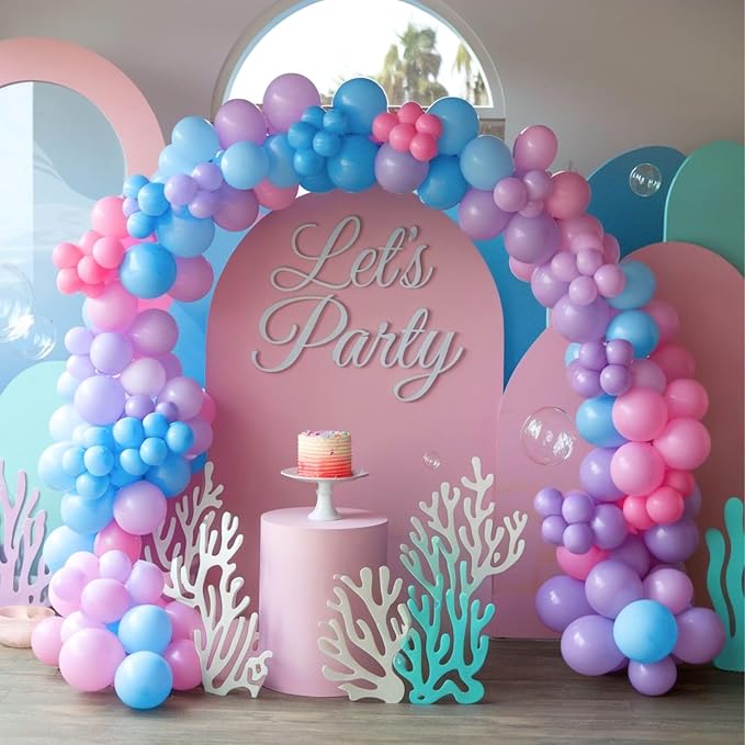 Blue Pink Purple Balloons, 12 Inch Pastel Balloons, Pearl Pink Purple Blue - Image 4