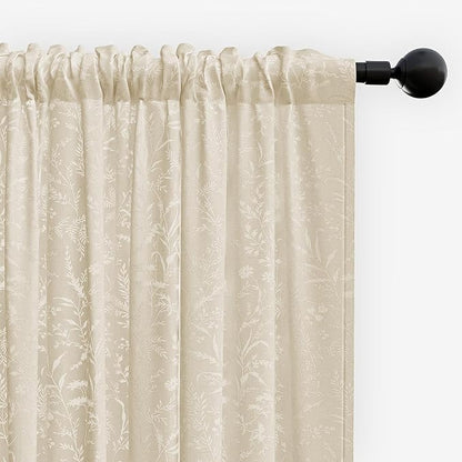 Anmao Taupe Semi Sheer Light Filtering Curtains 90 Inches Long 2 Panels - Image 8