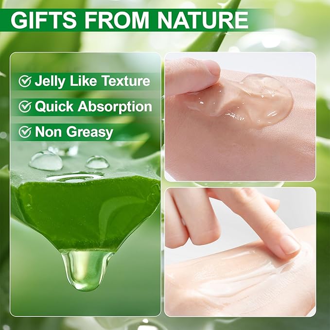 Erinde 60 Pack Aloe Vera Gel for Face, Hair & Body, 99% Pure Aloe Vera Gel for Sunburn Relief, After Sun Skin Care Relief, Skin Care Bulk Soothing Hydrating Aloe Gel for All Skin Types
