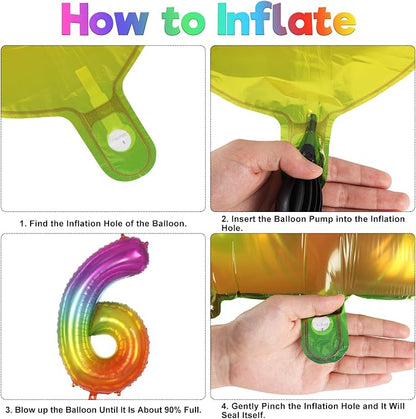 Rainbow Number 6 Balloon 40 Inch, Big Large Foil Number Balloons, Gradient - Image 7