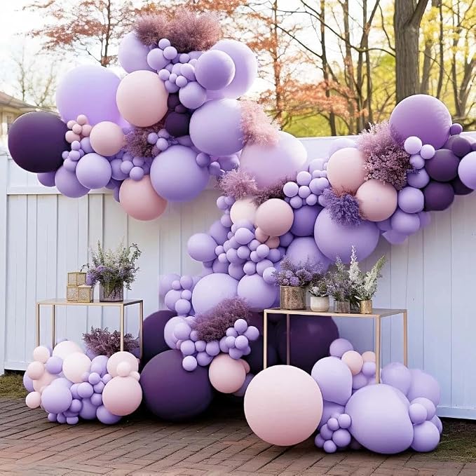 Dark Purple Balloons Double Stuffed Purple Balloon Garland Pastel Lavender - Image 6