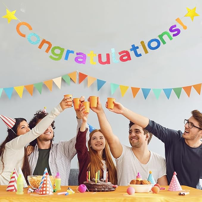 Colorful Glitter Congratulations Banner - Image 5