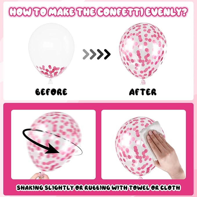 Biapian Pink Balloons Set, Hot Pink Party Balloons, 12 Inch Pink Confetti - Image 8