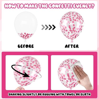 Biapian Pink Balloons Set, Hot Pink Party Balloons, 12 Inch Pink Confetti - Image 8