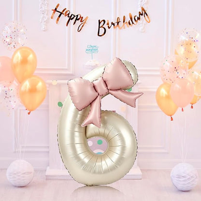 40 Inch Cream Number 6 Balloon - Image 7