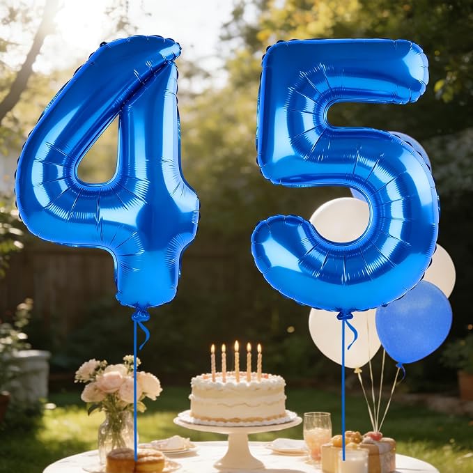 40 Inch Number 45 Balloons for 45th Birthday Party Decorations, 0-100 Dark Blue - Image 3