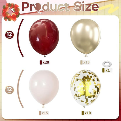 Burgundy and Gold Balloons - Image 2