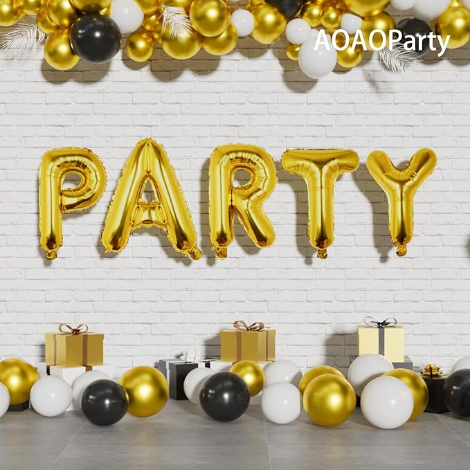 52PC Letter Balloons Foil Mylar Gold Balloons A-Z 16Inch Hanging Alphabet - Image 4