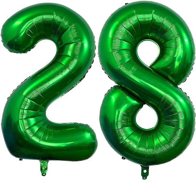 Dark Green 28 Number Balloons, 40 Inch Giant Number 28 Balloons Foil Mylar by Lovoir