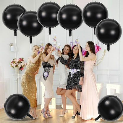 8 Pcs Black Round Foil Balloons 22 Inch 4D Black Mylar Orbz Round Balloons - Image 3