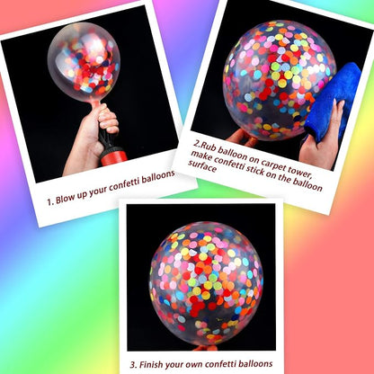 Gejoy 50 Pieces Rainbow Multicolor Confetti Balloons 12 Inches Latex Balloon - Image 3