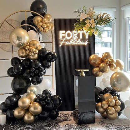 Metallic Gold and Premium Latex Black White Balloons - Image 3