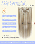 Full Shine Blonde Clip in Hair Extensions Highlight Human Hair 18 Inch for Thick Hair Invisible Clip in Human Hair Extensions Straight Blonde Extensions 18 Inch 135 G