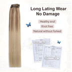 XDhair Human Hair Clip in Extensions 120g Balayage Color 10 Golden Brown to Light Blonde Highlight 27 Blonde Double Weft Clip in Human Hair Extensions #10/27/27 18 Inch