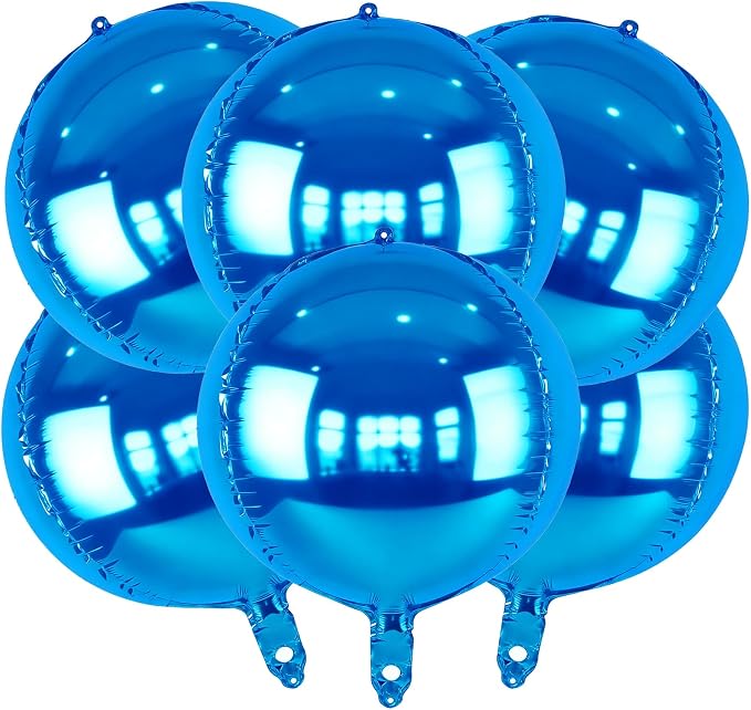6pcs Blue Foil Balloons 22inch Round Balloons by Namyoo