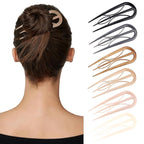 6 PCS French Hair Pins for Women - Large U-Shaped Hair Forks with Internal Teeth, Strong Hold for Thick & Thin Hair, Effortless French Twists, Updos, Buns & Chignons, Hairstyle Accessories