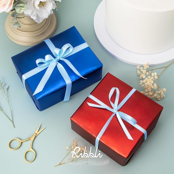 Ribbli Light Blue Satin Ribbon, Double Faced Satin 1/4 inch x Continuous 50 - Image 3