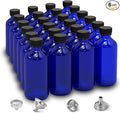 DIDITIME 2 oz Shot Bottles with Caps & Stainless Steel Funnels, Juicing Bottle Reusable Glass, 60ml Small Jars with Lids for Potion, Ginger Shots, Oils, Juice (Cobalt Blue, 24-pack)