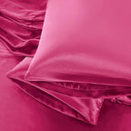 Aormenzy Satin Pillow Cases for Women Queen Size Set of 2, Hot Pink Satin Pillowcase for Hair with Envelope Closure Silky Pillow Covers Wrinkle, Fade Resistant (20x30 Inches)