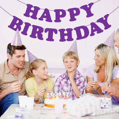 Purple Happy Birthday Banner Sign Birthday Backdrop Party Supplies - Image 6