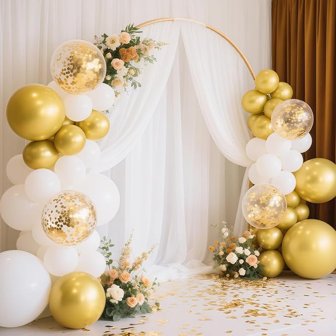 EMART White and Gold Balloons 12 Inch 60pcs, Latex Balloons - Image 8