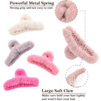 5PCS Large Claw Hair Clips for Thick Hair Big Fuzzy Hair Clips for Women Nonslip Strong Hold Hair Claw Clip (Pinks)
