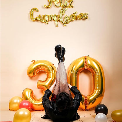 40 Inch Gold Number 0 Foil Balloon - Image 7