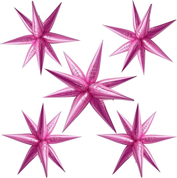 60Pcs Hot Pink Star Balloons for Princess Birthday Decorations Explosion Mylar by BOMSI
