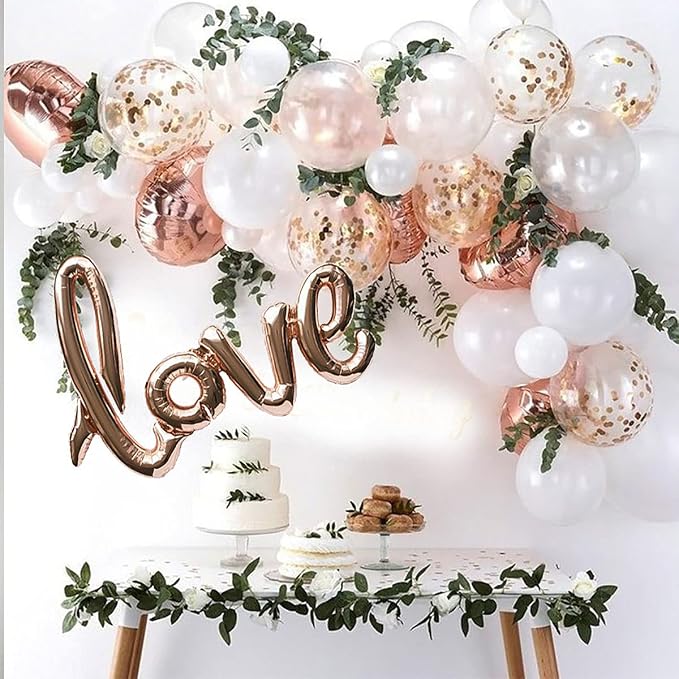 50pcs Rose Gold Foil Confetti Balloons, 12 inch Latex Balloon - Image 3