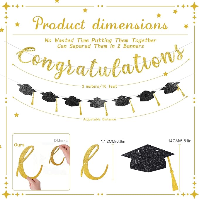 2026 Graduation Banners Party Decorations, Glitter Congratulations - Image 7