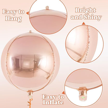 Metallic Champagne Balloons, 22 Inch Large Sphere Round Balloons - Image 5
