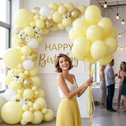 50pcs 12 Inch Matte Pastel Yellow Latex Balloons | Premium Light Yellow Party - Image 5