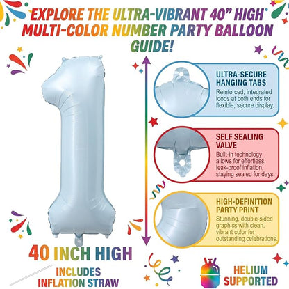 40" Light Blue Foil Number 11 Balloon - Image 2