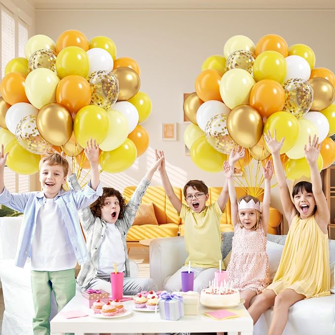 60pcs Yellow and White Balloons 12inch - Image 4