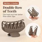 DEEKA 4 PCS 2.5 Inch Hair Claw Clips Double Row Teeth Matte Hair Jaw Clips Hair Barrettes Thick Medium Thin Hair Clips for Women (Beige,Brown,Black)