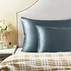 BEDELITE Satin Pillowcase for Hair and Skin, Super Soft and Cooling Similar to Silk Pillow Cases 2 Pack with Envelope Closure, Gift for Women Men(20"x40" King Size, Space Grey)