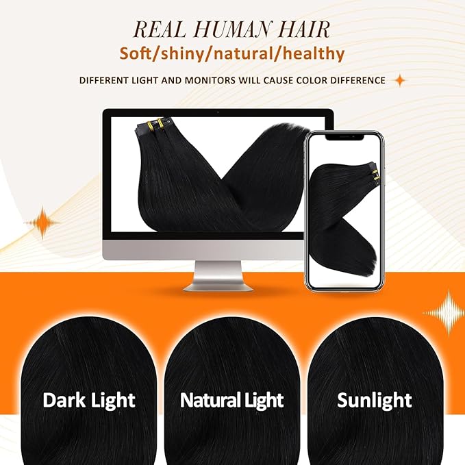 Full Shine Black Hair Extensions Clip in Human Hair Seamless Hair Extensions Clip ins Black Invisible Clip in Hair Extension for Short Hair 8 PCS 12 Inch 95 G