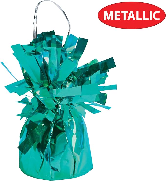 Beistle Metallic Wrapped Balloon Weight – 6 Pack, Turquoise Balloon Centerpiece - Image 3