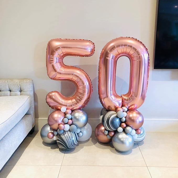 40 Inch Rose Gold 50 Number Balloons Giant Jumbo Huge 50 Foil Mylar Helium - Image 5