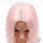 FAELBATY Light Pink Wigs For Women Curly Wavy Synthetic Women Girl's Wig Pure Pastel Cosplay Costume Halloween Wigs (14" Light Pink)